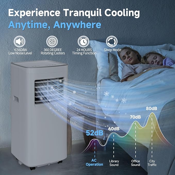 Portable Air Conditioners, 3-in-1 8500 BTU Cooling Unit with Fan & Dehumidifier for Room, Quiet Operation, Cools up to 450