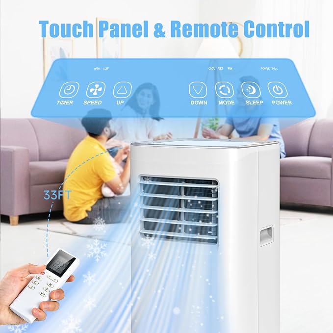 Portable Air Conditioners, 3-in-1 8500 BTU Cooling Unit with Fan & Dehumidifier for Room, Quiet Operation, Cools up to 450