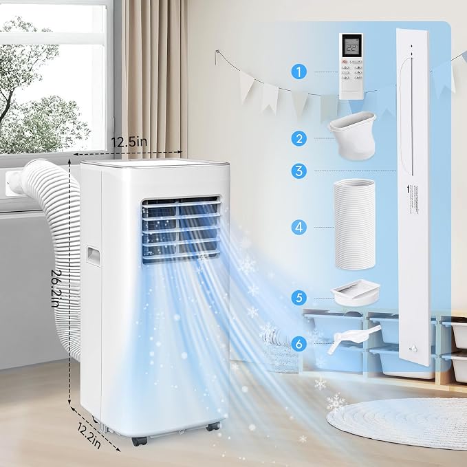 Portable Air Conditioners, 3-in-1 8500 BTU Cooling Unit with Fan & Dehumidifier for Room, Quiet Operation, Cools up to 450