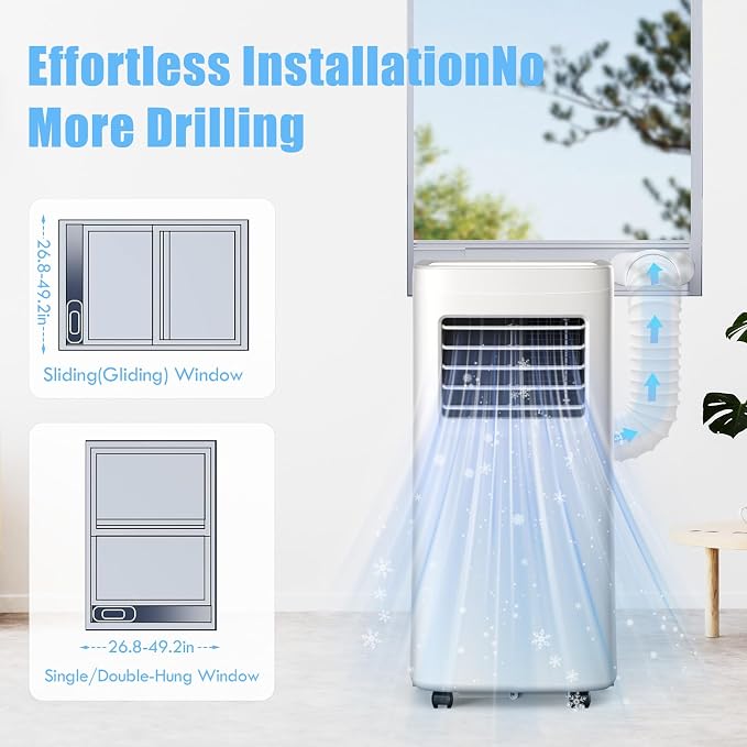 Portable Air Conditioners, 3-in-1 8500 BTU Cooling Unit with Fan & Dehumidifier for Room, Quiet Operation, Cools up to 450