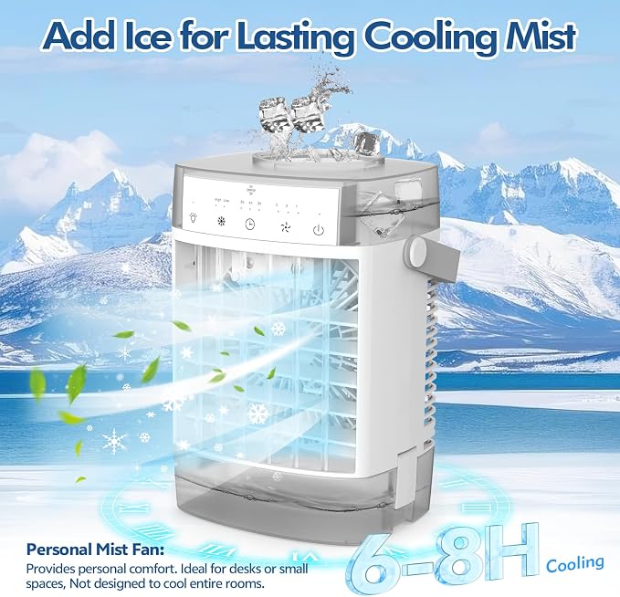 Portable Air Conditioners, 3-in-1 Portable AC Unit, Personal Mini Air Conditioner With 1000ml Water Tank, USB Charging Mini