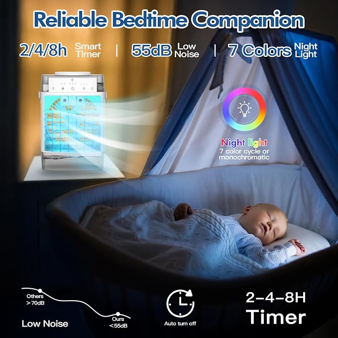 Portable Air Conditioners, 3-in-1 Portable AC Unit, Personal Mini Air Conditioner With 1000ml Water Tank, USB Charging Mini
