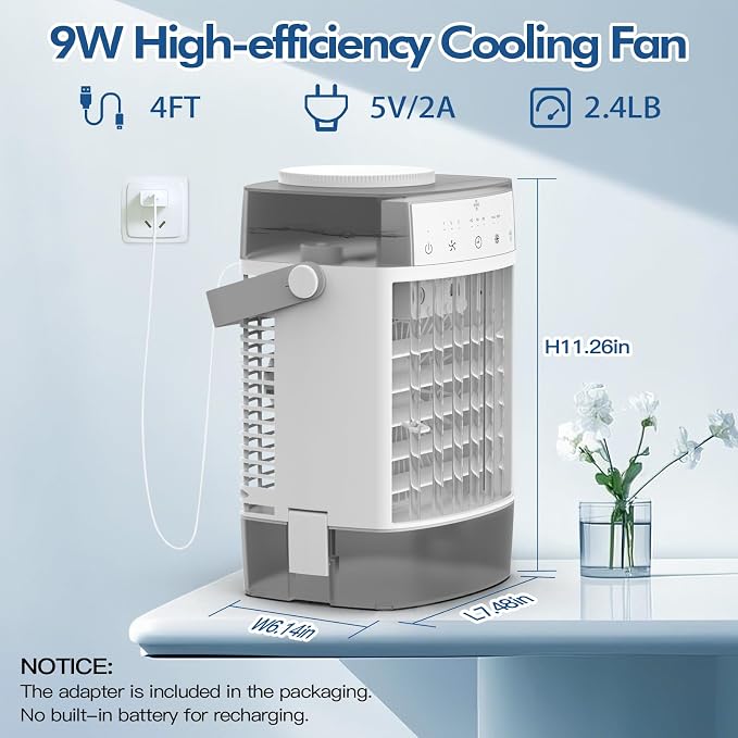 Portable Air Conditioners, 3-in-1 Portable AC Unit, Personal Mini Air Conditioner With 1000ml Water Tank, USB Charging Mini