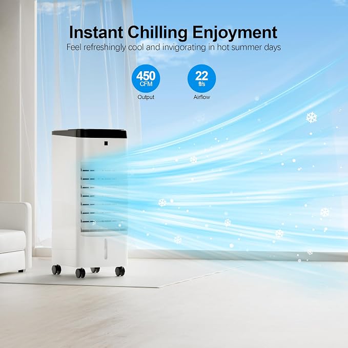 Portable Air Conditioners, 3 In 1 Swamp Cooler with 6 Ice Packs, Evaporative Air Cooler with 120°Oscillation, alternate view