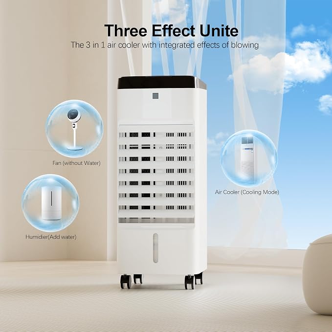 Portable Air Conditioners, 3 In 1 Swamp Cooler with 6 Ice Packs, Evaporative Air Cooler with 120°Oscillation, alternate view