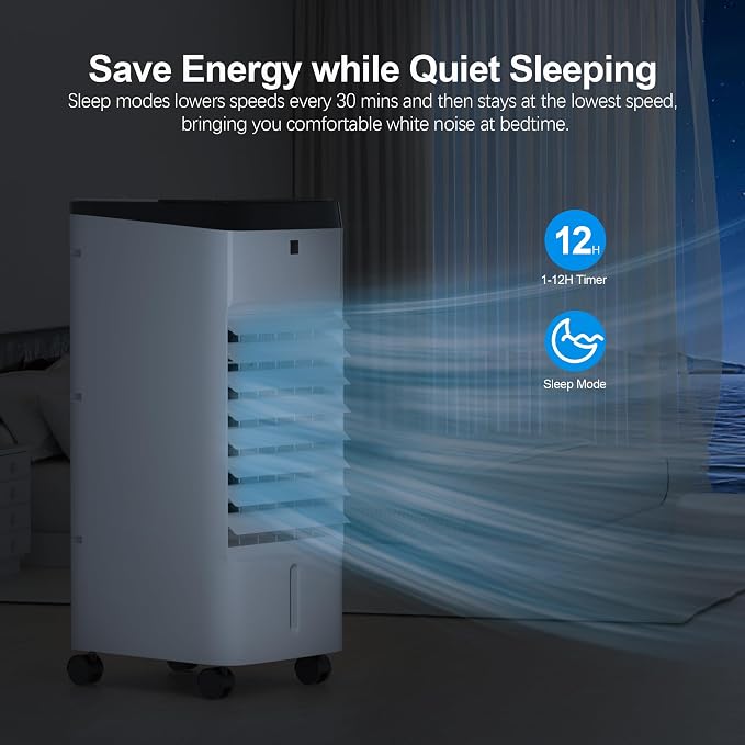 Portable Air Conditioners, 3 In 1 Swamp Cooler with 6 Ice Packs, Evaporative Air Cooler with 120°Oscillation, alternate view
