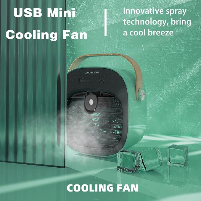 Portable Air Conditioners,6000mAh Rechargeable Mini Air Conditioner,USB Small Personal AC Unit,3-Speed Quiet Evaporative Air