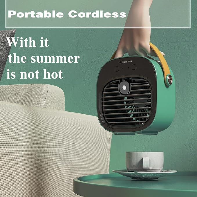Portable Air Conditioners,6000mAh Rechargeable Mini Air Conditioner,USB Small Personal AC Unit,3-Speed Quiet Evaporative Air