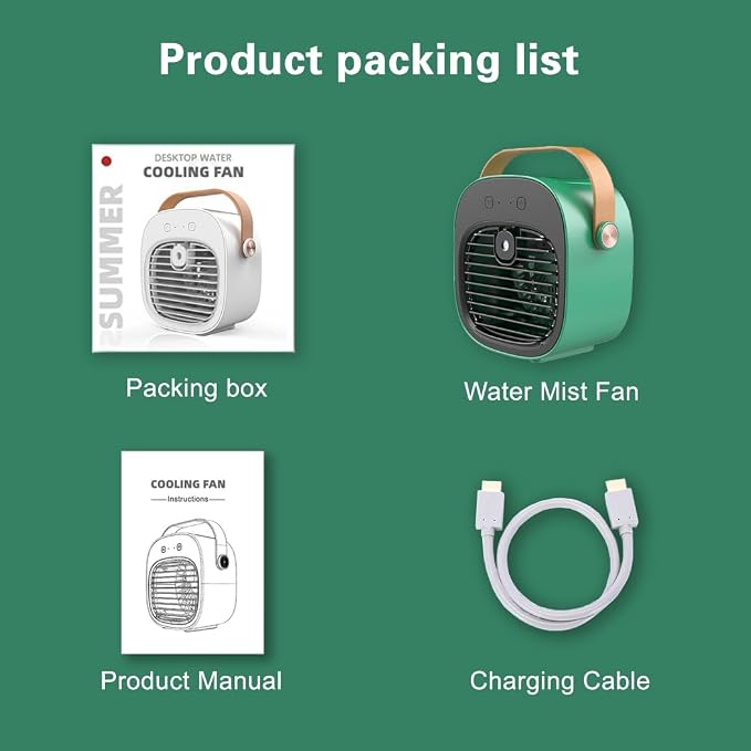 Portable Air Conditioners,6000mAh Rechargeable Mini Air Conditioner,USB Small Personal AC Unit,3-Speed Quiet Evaporative Air