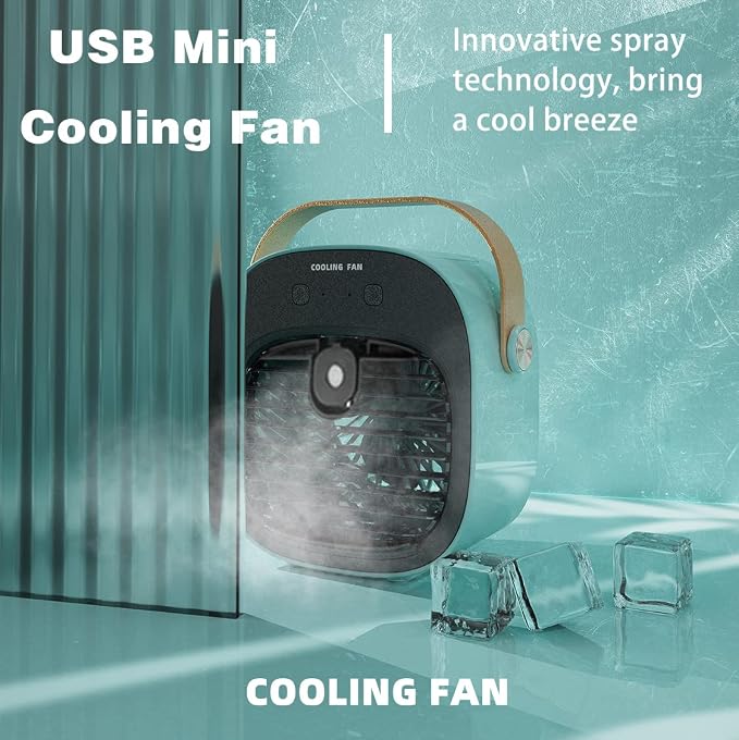 Portable Air Conditioners 6000mAh Rechargeable,Mini Evaporative Air Conditioner Fan,USB Small Personal Desk AC Unit,3-Speed
