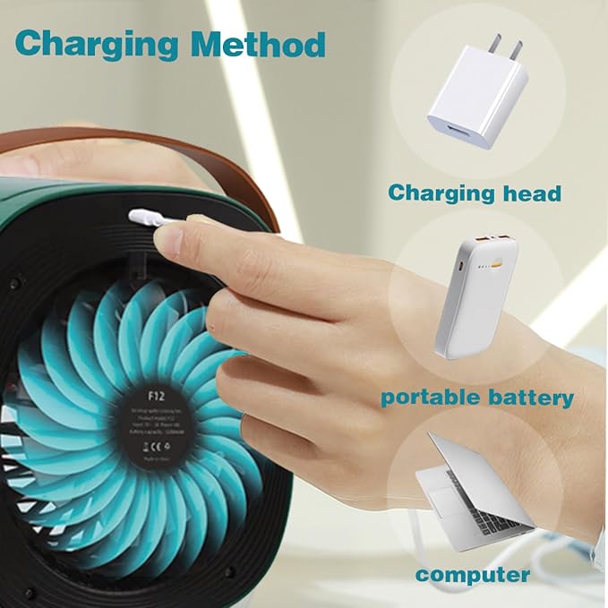 Portable Air Conditioners 6000mAh Rechargeable,Mini Evaporative Air Conditioner Fan,USB Small Personal Desk AC Unit,3-Speed