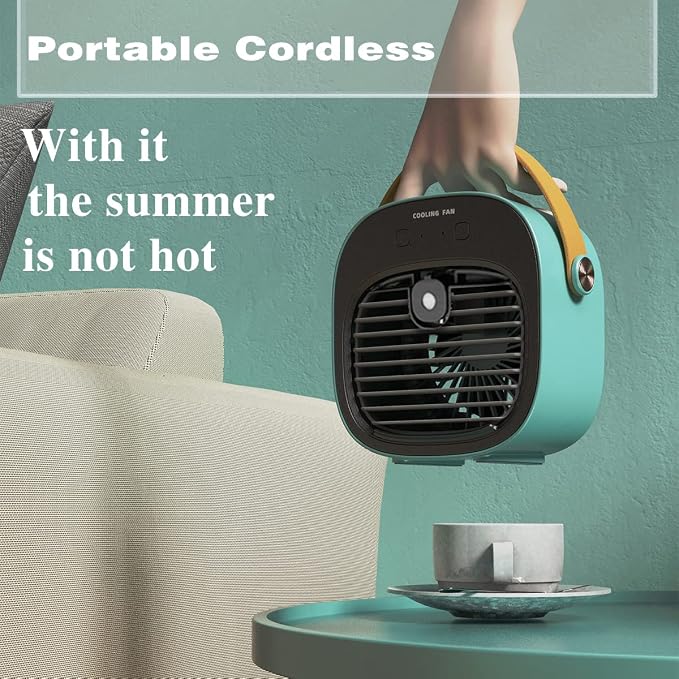 Portable Air Conditioners 6000mAh Rechargeable,Mini Evaporative Air Conditioner Fan,USB Small Personal Desk AC Unit,3-Speed