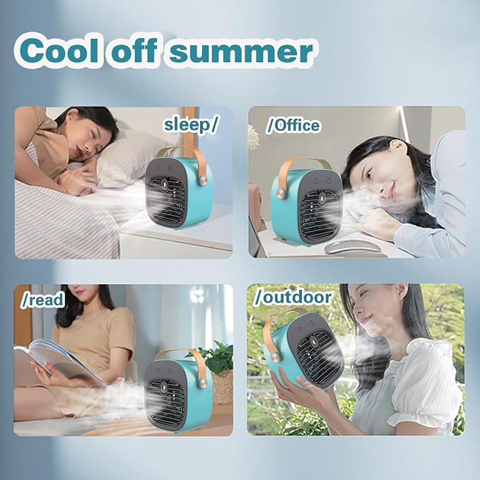 Portable Air Conditioners 6000mAh Rechargeable,Mini Evaporative Air Conditioner Fan,USB Small Personal Desk AC Unit,3-Speed