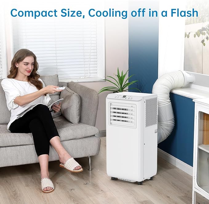 Portable Air Conditioners, 8,000 BTU Air Conditioner for Bedroom with Fast Cooling, 54dB Quiet, Remote Control, 24h Timer
