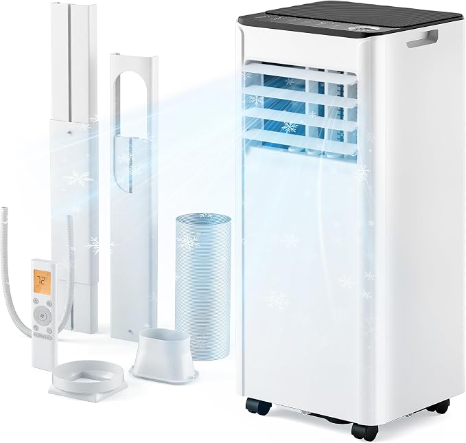 Portable Air Conditioners 8,000 BTU, Cools Up to 350 Sq.Ft, 4-in-1 Portable AC Unit with Cool, Fan, Dehumidifier Sleep Modes