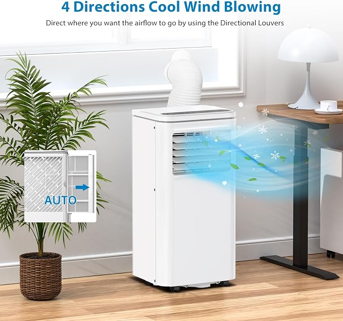 Portable Air Conditioners 8000 BTU, 4 in-1 Indoor AC Unit with Cooling, Dehumidifier, Fan & Sleep Modes, Portable AC with