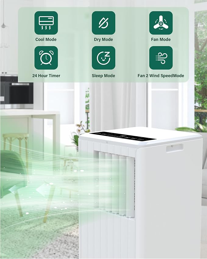 Portable Air Conditioners, 8000 BTU Air Conditioner Portable for Room up to 350 Sq. Ft. with Remote Control, White, alternate