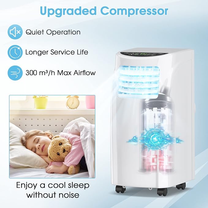 Portable Air Conditioners, 8000 BTU Air Conditioner Unit spaces up to 230 Sq.Ft with Remote Control Dehumidifier Function