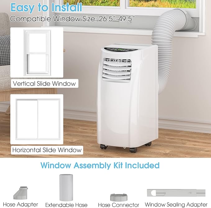 Portable Air Conditioners, 8000 BTU Air Conditioner Unit spaces up to 230 Sq.Ft with Remote Control Dehumidifier Function
