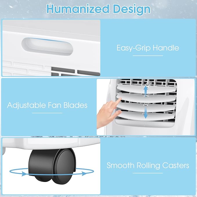 Portable Air Conditioners, 8000 BTU Air Conditioner Unit spaces up to 230 Sq.Ft with Remote Control Dehumidifier Function