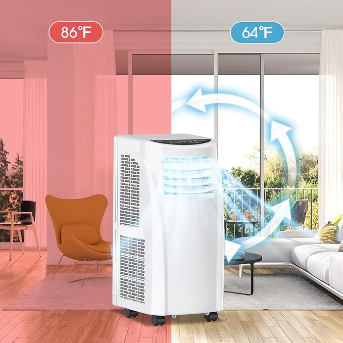 Portable Air Conditioners, 8000 BTU Air Conditioner Unit spaces up to 230 Sq.Ft with Remote Control Dehumidifier Function
