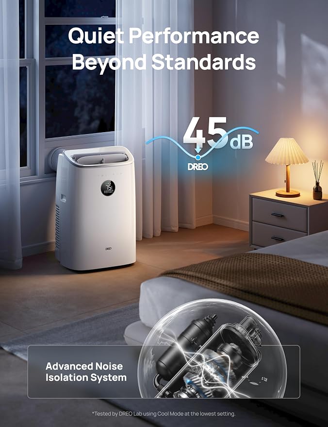 Portable Air Conditioners, 8000 BTU ASHRAE (5000 BTU DOE) Smart AC Unit for Bedroom with Drainage-free Cooling, 45dB Quiet