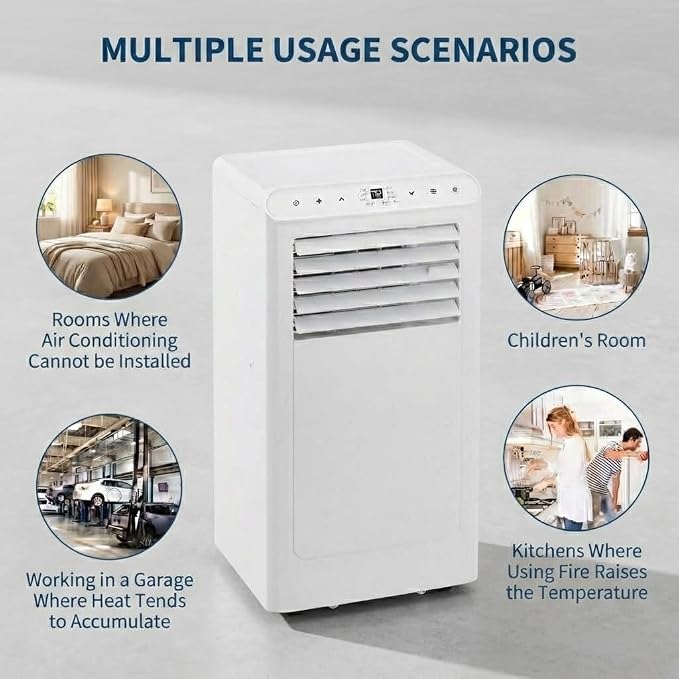 Portable Air Conditioners, 8000 BTU Portable AC Unit, 3-in-1 Air Conditioner Portable with Cooling, Dehumidifier and Fan