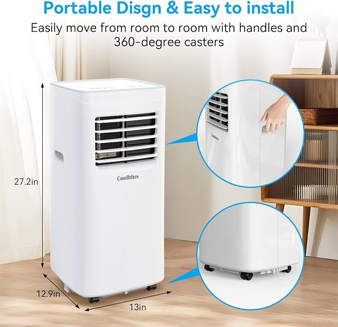 Portable Air Conditioners, 8500 BTU Portable AC Cool Up to 360 Sq.Ft, 3 IN 1 with Remote Control, Sleep Mode, Windows kit