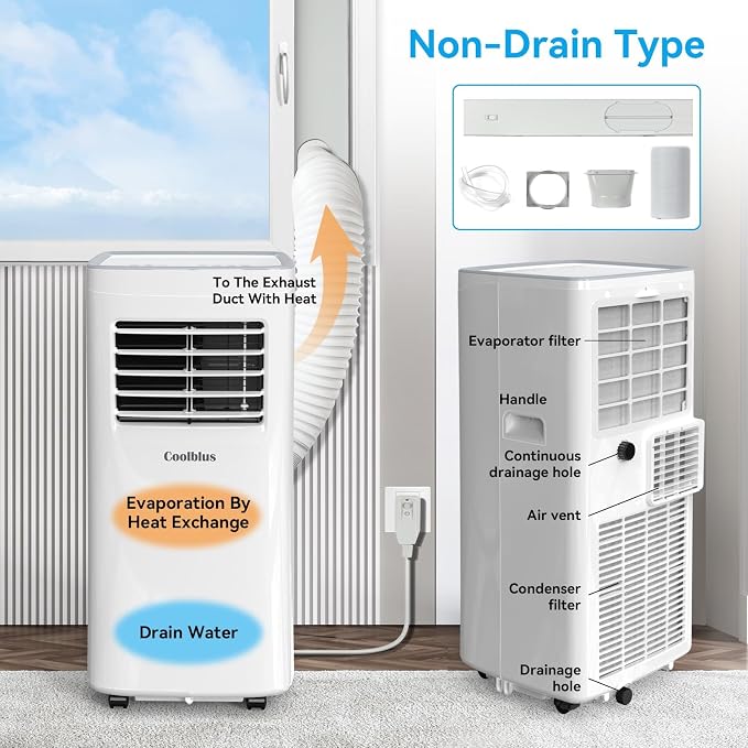 Portable Air Conditioners, 8500 BTU Portable AC Cool Up to 360 Sq.Ft, 3 IN 1 with Remote Control, Sleep Mode, Windows kit
