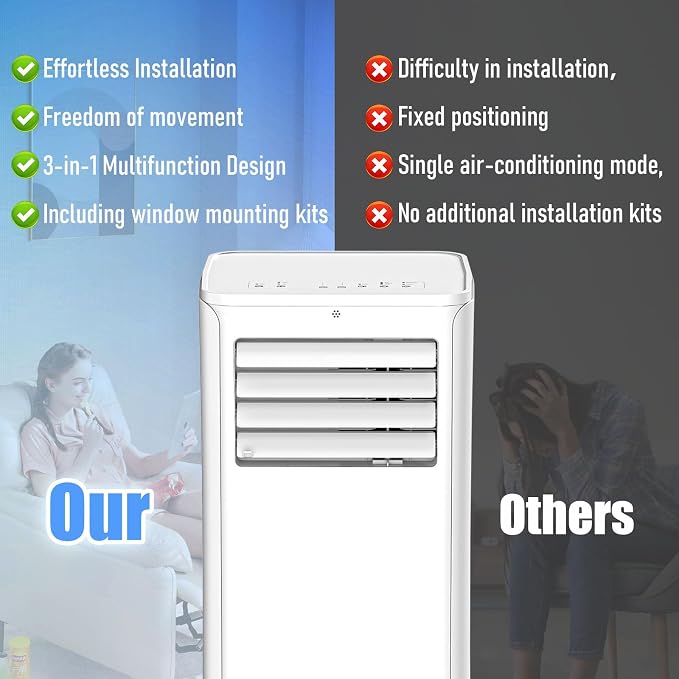 Portable Air Conditioners Cool Up to 550 Sq.Ft, 12000BTU Portable Ac with Remote Control, Air Conditioner for Rooms, Bedroom
