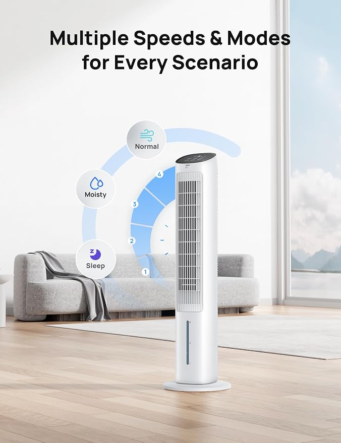 Portable Air Conditioners Fan, 40” Standing Fans that Blow Cold Air, Portable AC,80° Oscillating Evaporative Air