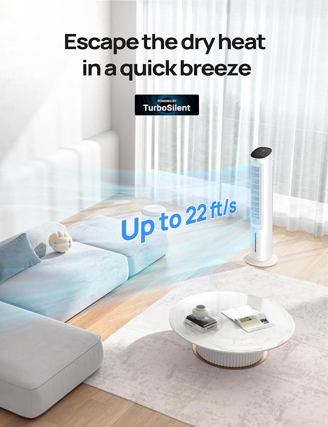 Portable Air Conditioners Fan, 40” Standing Fans that Blow Cold Air, Portable AC,80° Oscillating Evaporative Air