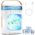 Portable Air Conditioners Parts Fans, 4-in-1 Portable Air Cooler Fan with 700mL Tank, 2 Speeds & 7-Color LED Lights - Mini