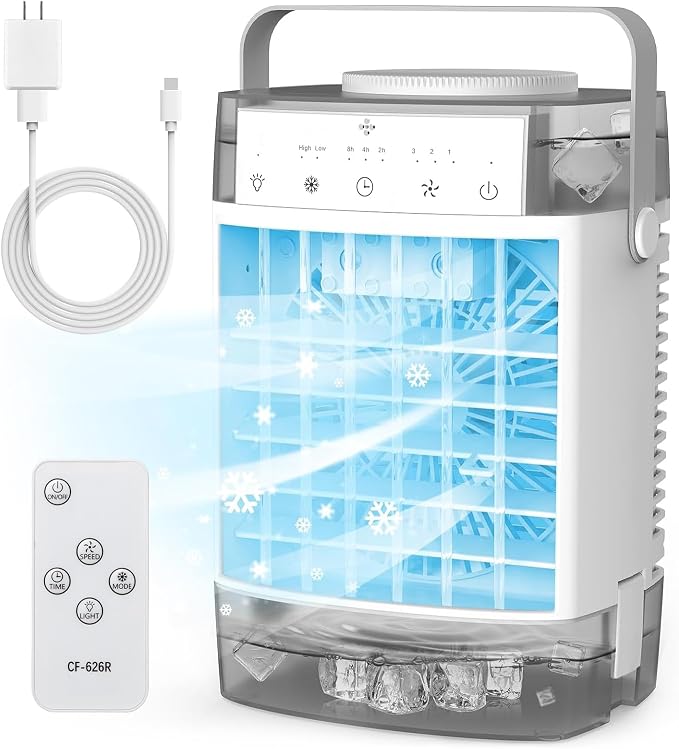 Portable Air Conditioners,Portable AC Unit,1600ml Dual Tank Evaporative Air Cooler,3 Speed 2 Mist Modes,Personal Mini Desktop