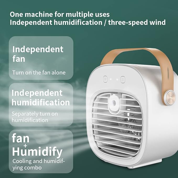 Portable Air Conditioners Rechargeable 6000mAh,Mini Air Conditioner,USB Small Personal AC Unit,3-Speed Quiet Evaporative Air