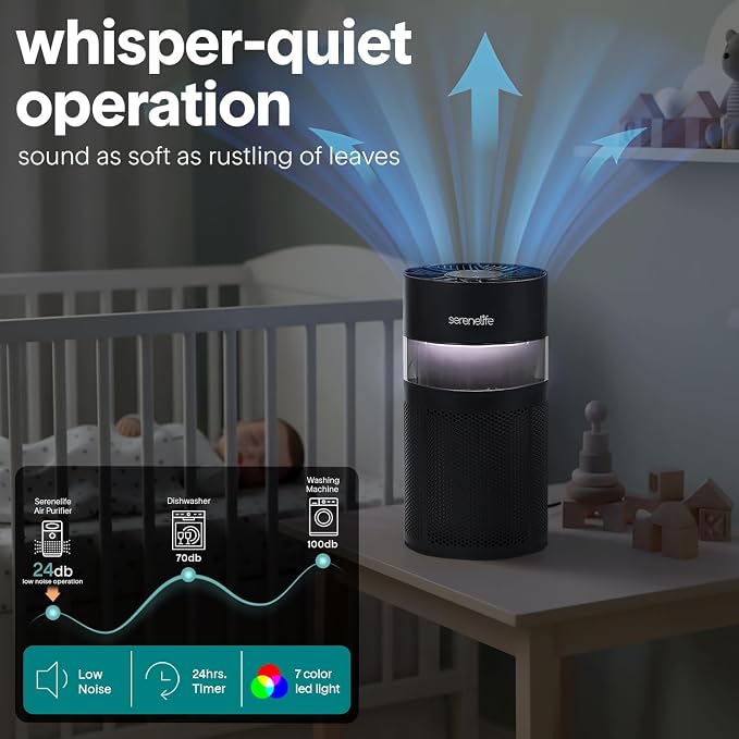 Portable Air Purifier | Small Air Purifier For Home, Allergies, Pet Hair & Bedrooms | Filter Change Reminder & Aroma Box |