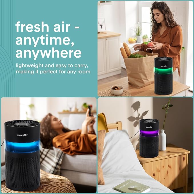 Portable Air Purifier - Small Air Purifier with Aroma Box & Ambient Light, High Filtration Efficiency, 2-Speed, alternate