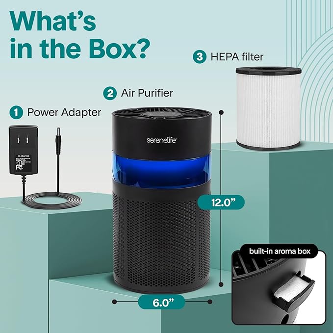 Portable Air Purifier - Small Air Purifier with Aroma Box & Ambient Light, High Filtration Efficiency, 2-Speed, alternate