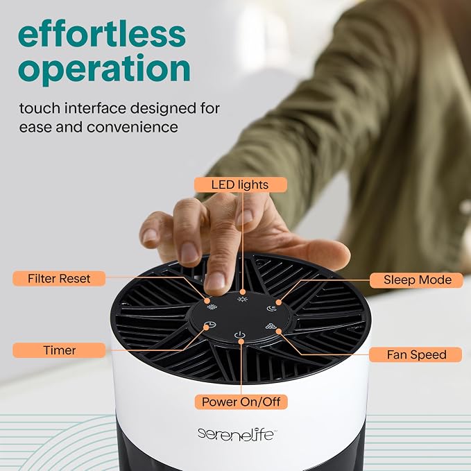 Portable Air Purifier - Small Air Purifier with Aroma Box & Ambient Light, High Filtration Efficiency, 2-Speed, alternate