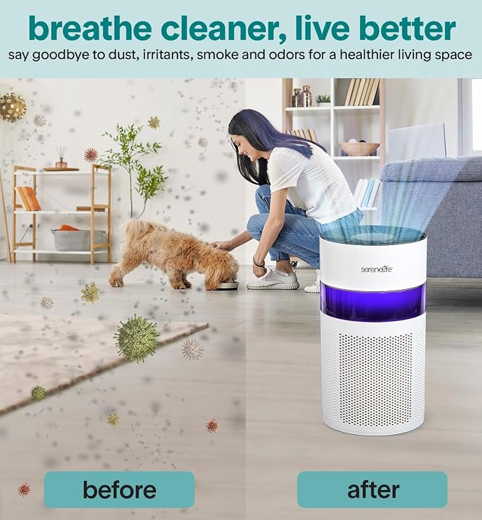 Portable Air Purifier - Small Air Purifier with Aroma Box & Ambient Light, High Filtration Efficiency, 2-Speed, alternate