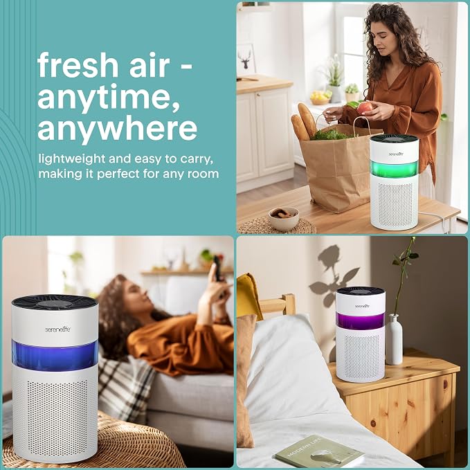 Portable Air Purifier - Small Air Purifier with Aroma Box & Ambient Light, High Filtration Efficiency, 2-Speed, alternate