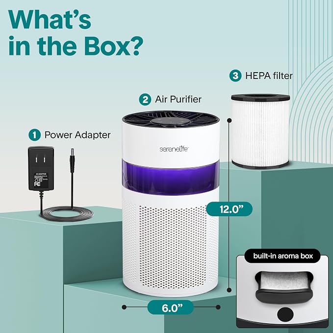 Portable Air Purifier - Small Air Purifier with Aroma Box & Ambient Light, High Filtration Efficiency, 2-Speed, alternate