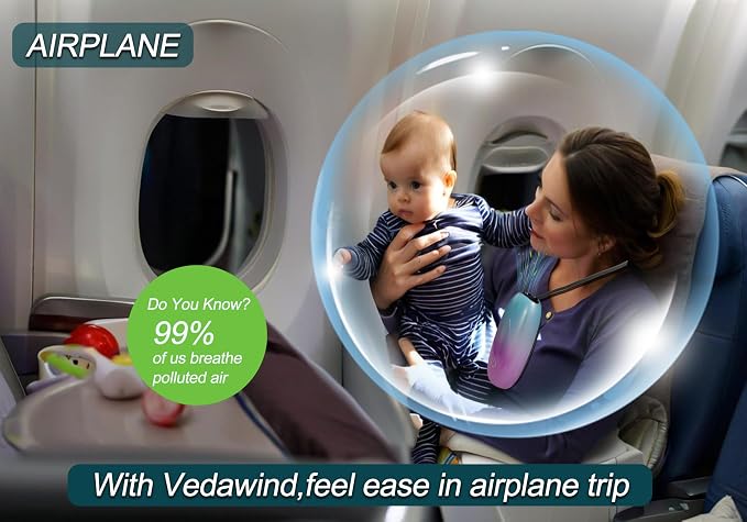 Portable Air Purifier, Vedawind Personal Air Purifier Necklace,Mini Size, High Gear Negative Ions Generator,Wearable for