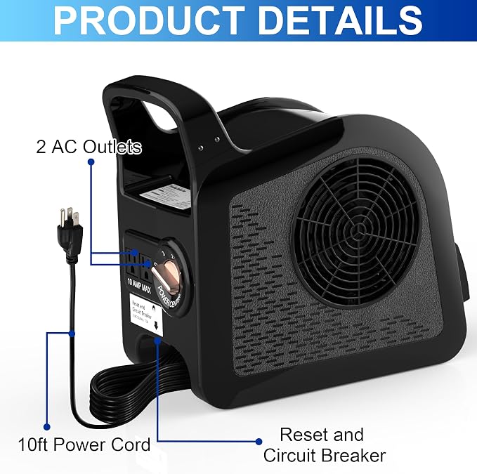 Portable Blower Fan for Home: High Velocity Floor Fans for Cooling and Drying - Air Mover with 185° Rotating for Bedroom