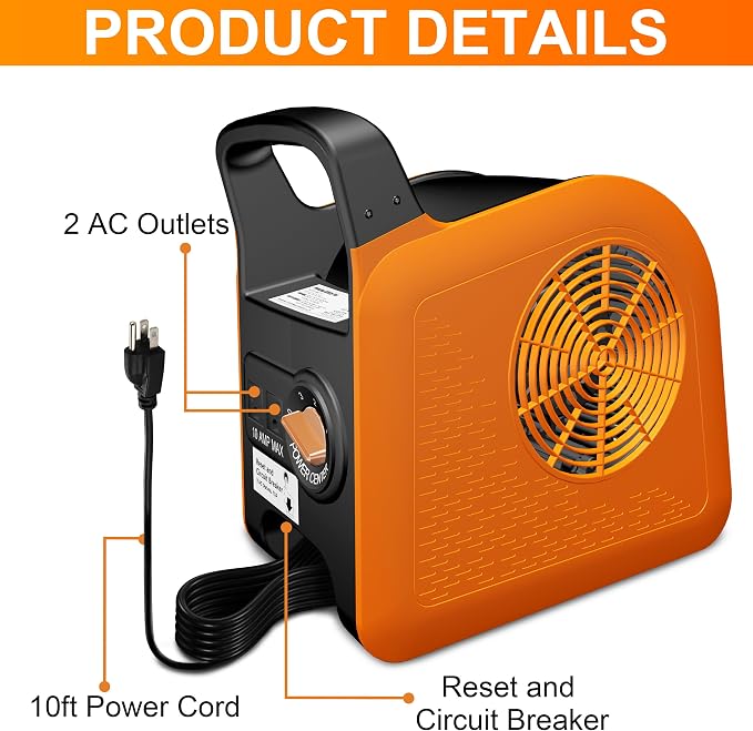 Portable Blower Fan for Home: High Velocity Floor Fans for Cooling and Drying - Air Mover with 185° Rotating for Bedroom