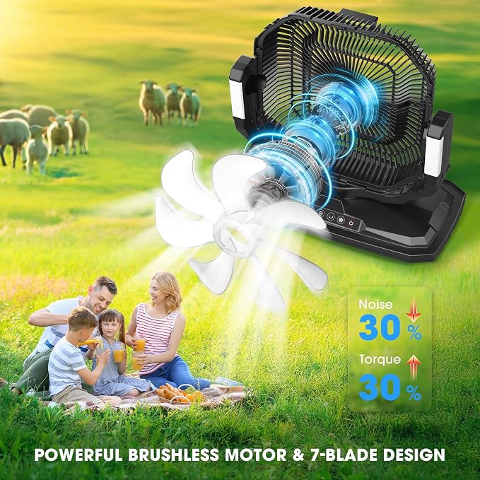 Portable Bucket Misting Fan-20L, 30000mAh Outdoor Oscillating Cooling Fan with Water Spray for Patios, alternate product view