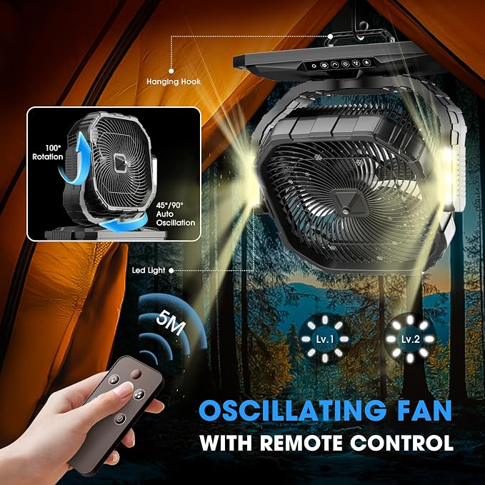 Portable Bucket Misting Fan-20L, 30000mAh Outdoor Oscillating Cooling Fan with Water Spray for Patios, alternate product view