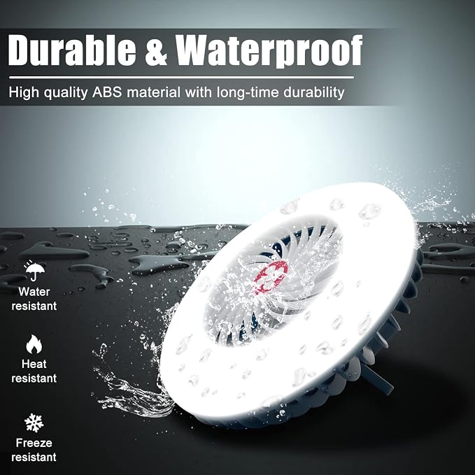 Portable Camping Fan with LED Lantern USB Rechargeable Waterproof Tent Fan with Hanging Hook Magnet Survival, alternate view