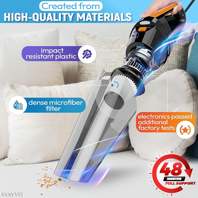 Portable Car Vacuum Cleaner - 8000PA/100W/DC12V Corded Vacuum Cleaner Handheld Vacuum with Attachments, alternate product