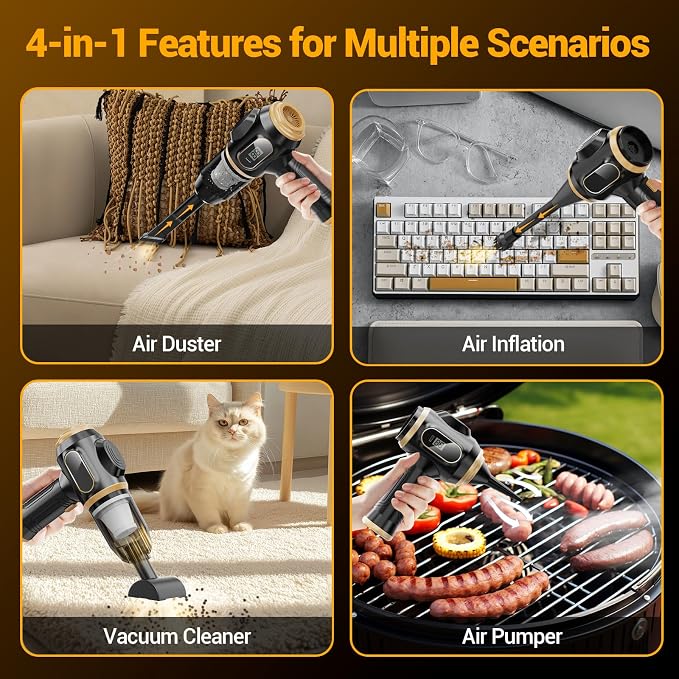 Portable Car Vacuum Cordless Mini Handheld Vacuums Cleaner Rechargeable with LCD Display and Multi-Nozzles, High Power Hand